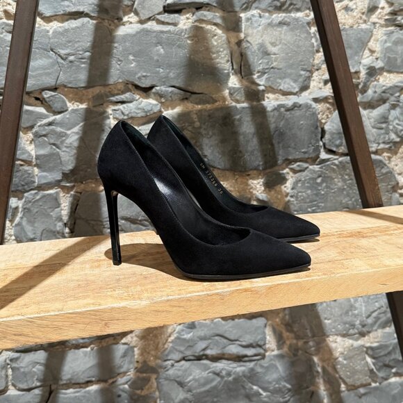 Saint Laurent Black Suede Paris 100 Pumps - Picture 1 of 11